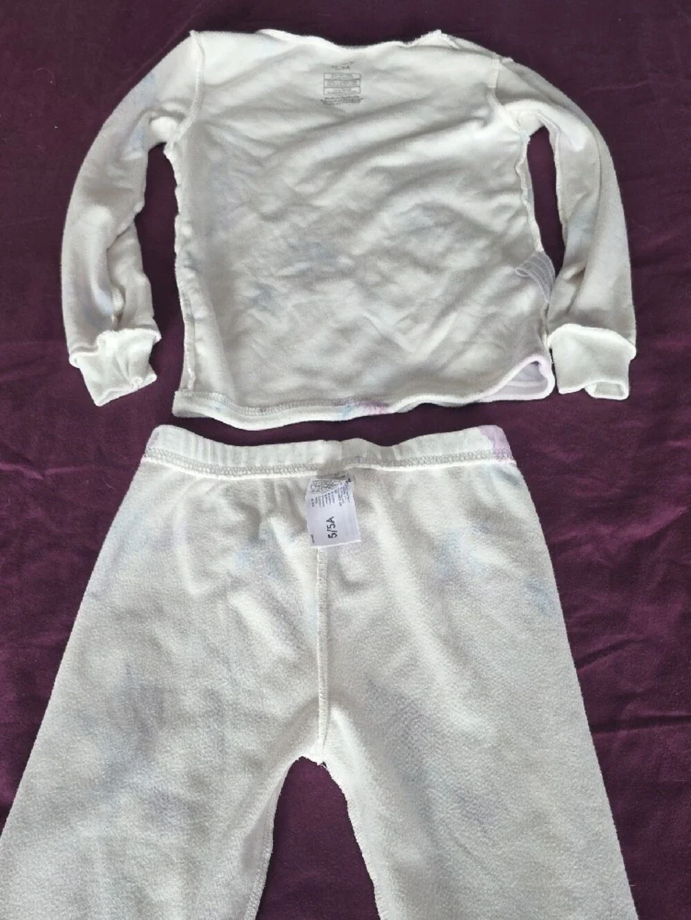 NWOT Girls White Unicorn Print Pajama Set - Fleece Lined Long Sleeve Top & Pants